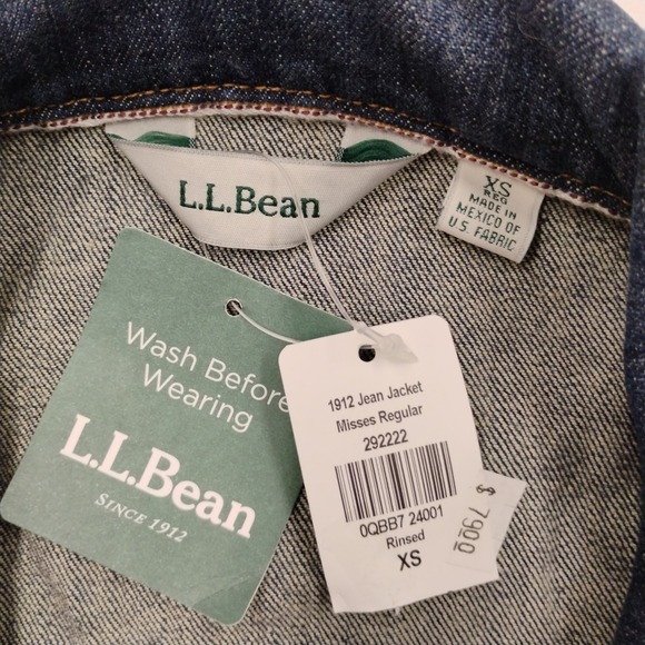 L.L.Bean‎ 1912 Jean Jacket Misses Regular Rinsed Denim XS Made in Mexico - Picture 3 of 8